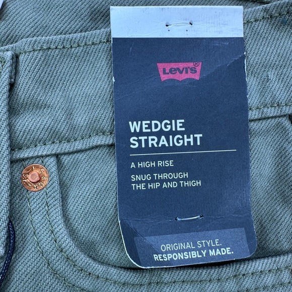 Levi's Wedge Straight Jeans 90's Gen Z Olive Green High Rise Size 26x26 NWT - Picture 7 of 16